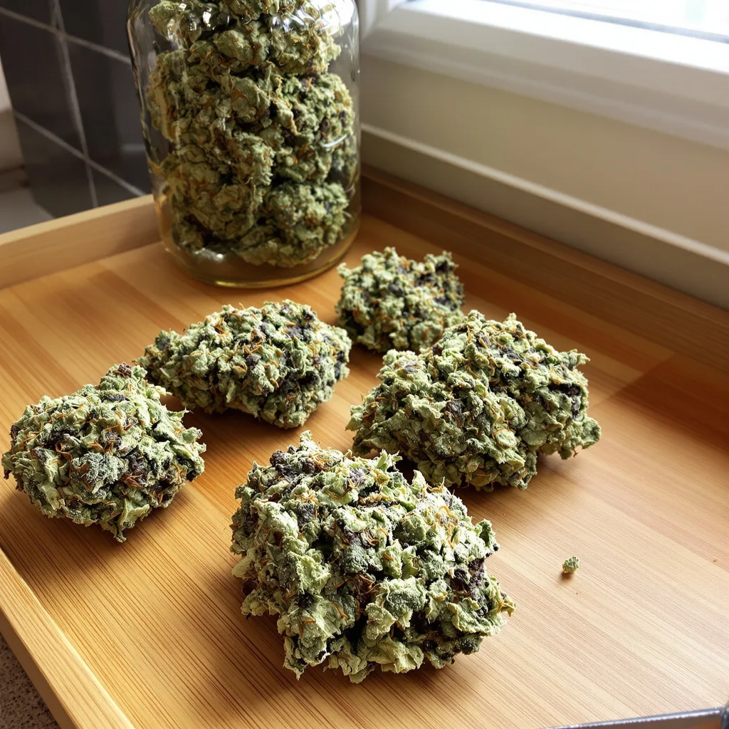 Cereal Milk 40% indica / 60% sativa — fleur avec trichomes visibles