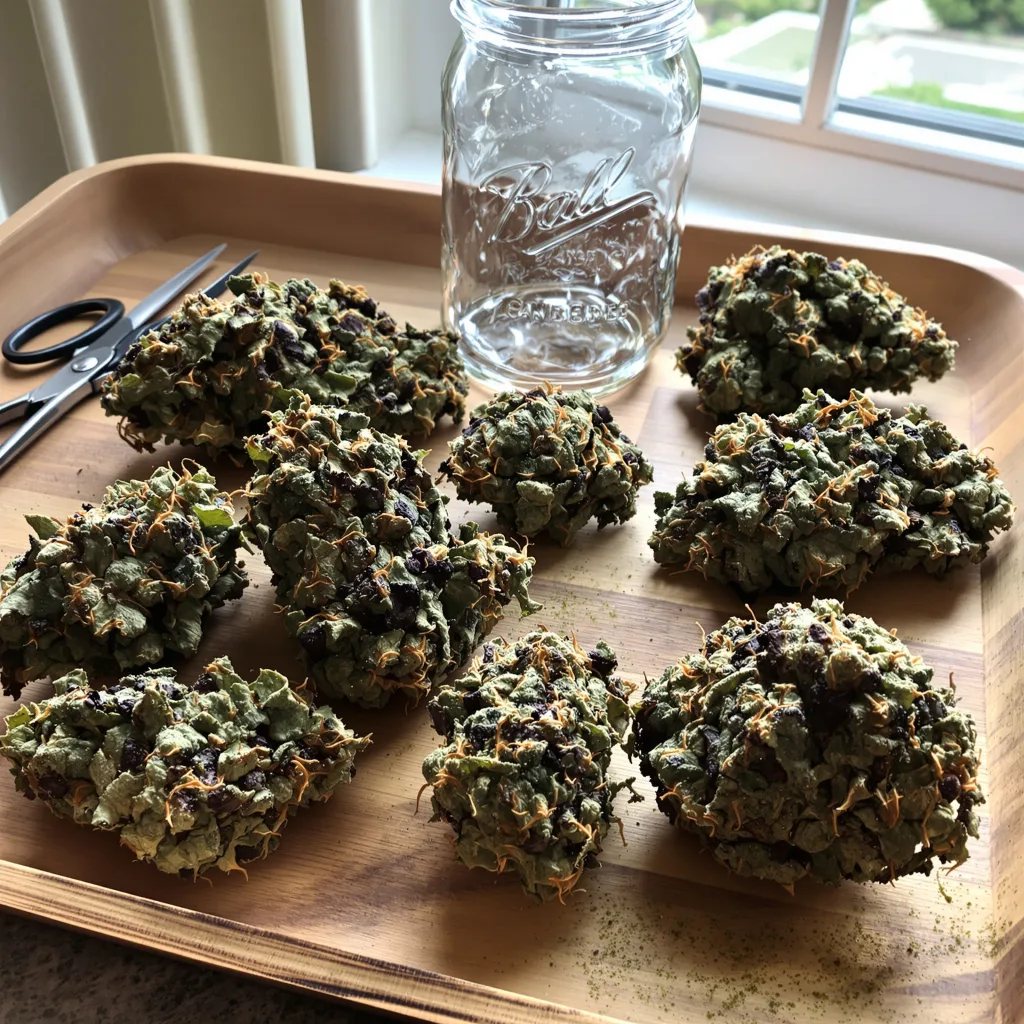 Cheese Quake 69% indica / 31% sativa — fleur avec trichomes visibles