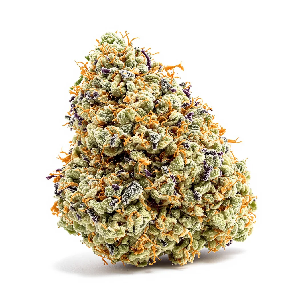 Cheeseburger 38% indica / 62% sativa — fleur avec trichomes visibles
