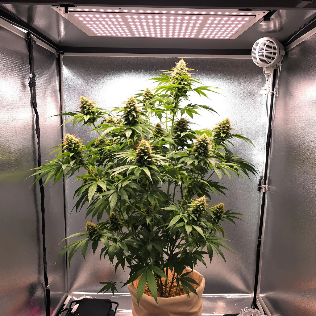 Plante de cannabis Cheetah Piss en floraison — 120-180 cm féminisée