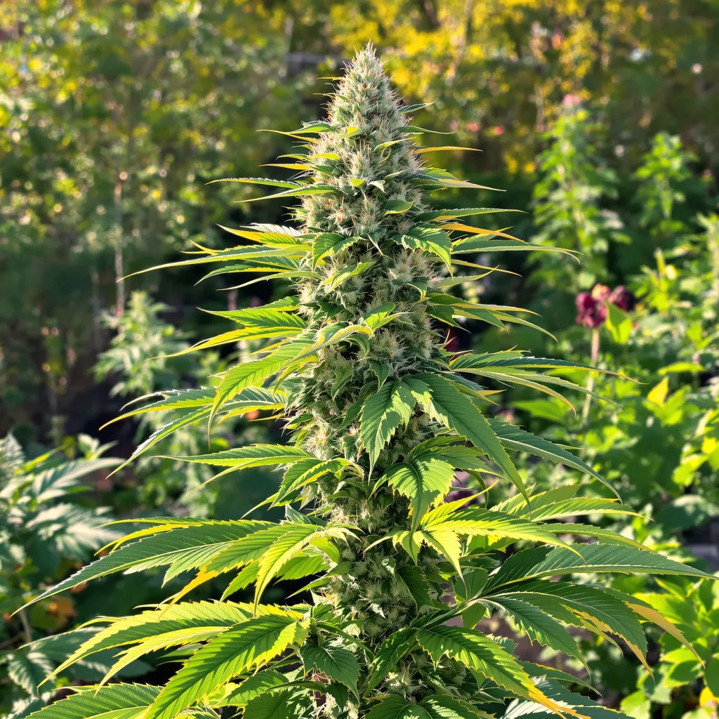 Chem D.O.G. 55% indica / 45% sativa — fleur avec trichomes visibles