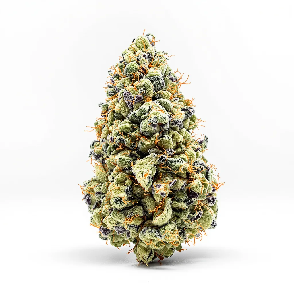 Chem D.O.G. 55% indica / 45% sativa — fleur avec trichomes visibles