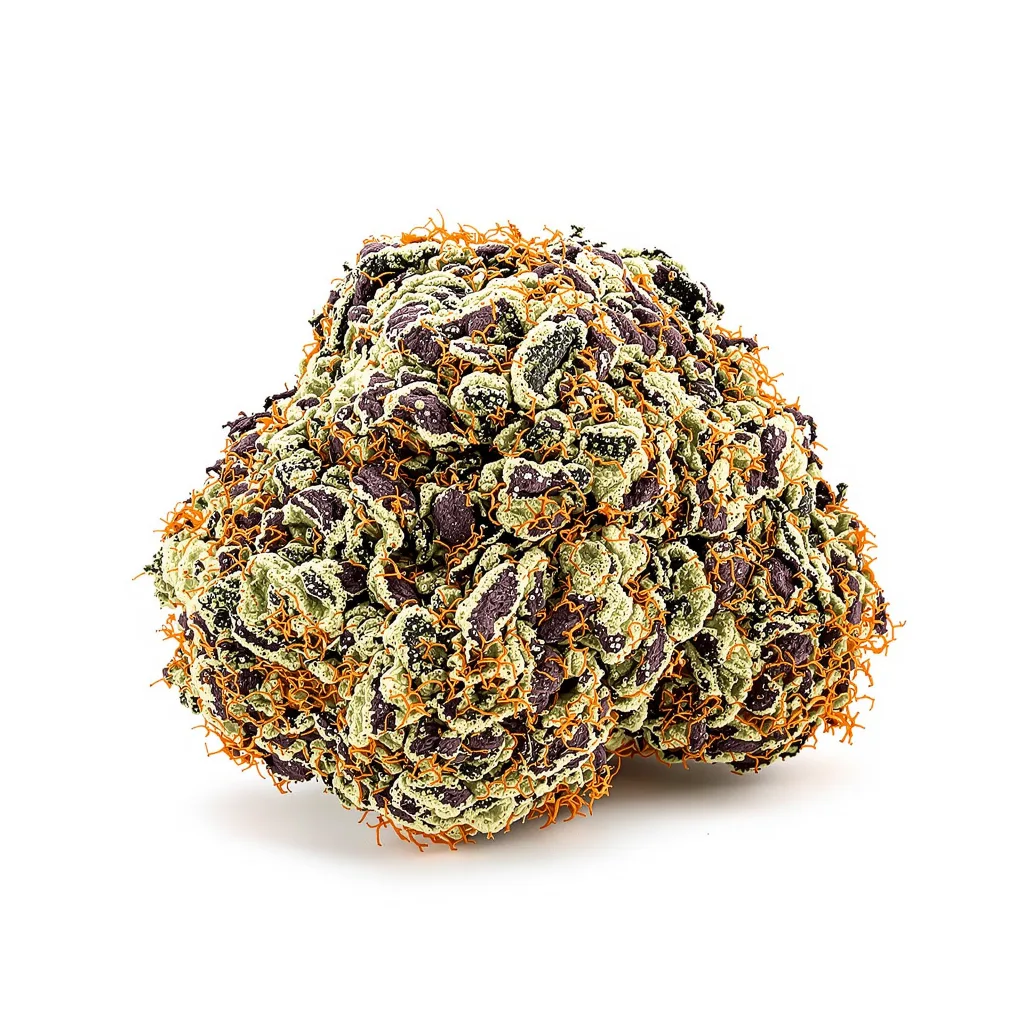 Chem Scout 86% indica / 14% sativa — fleur avec trichomes visibles
