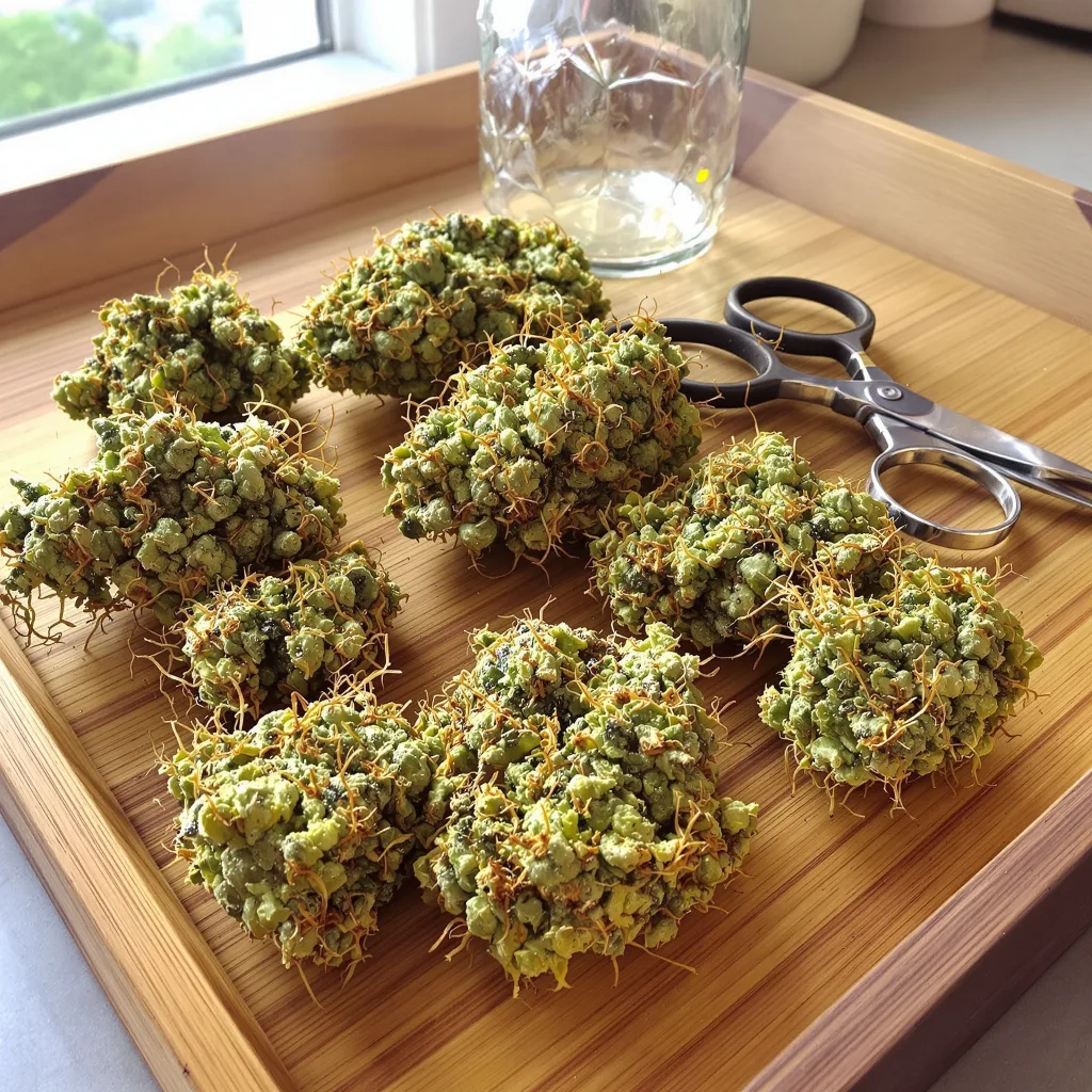 Chem Valley Kush 23% indica / 77% sativa — fleur avec trichomes visibles