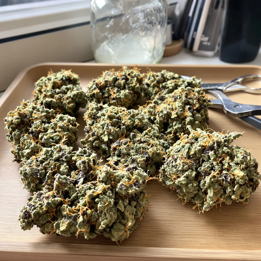 Chemdawg Sour Diesel 40% indica / 60% sativa — fleur avec trichomes visibles