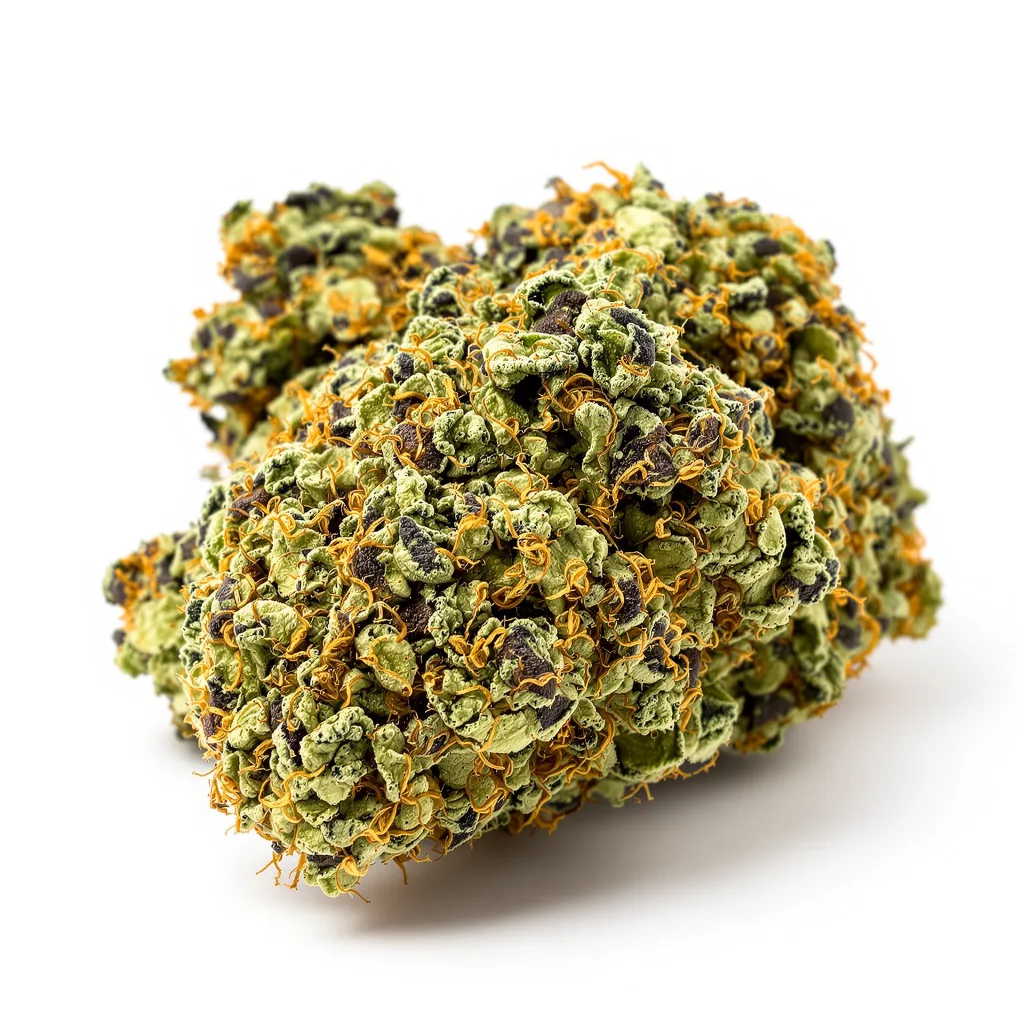 Chemdog #4 72% indica / 28% sativa — fleur avec trichomes visibles