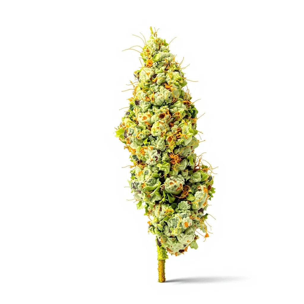 Chernobyl 18% indica / 82% sativa — fleur avec trichomes visibles
