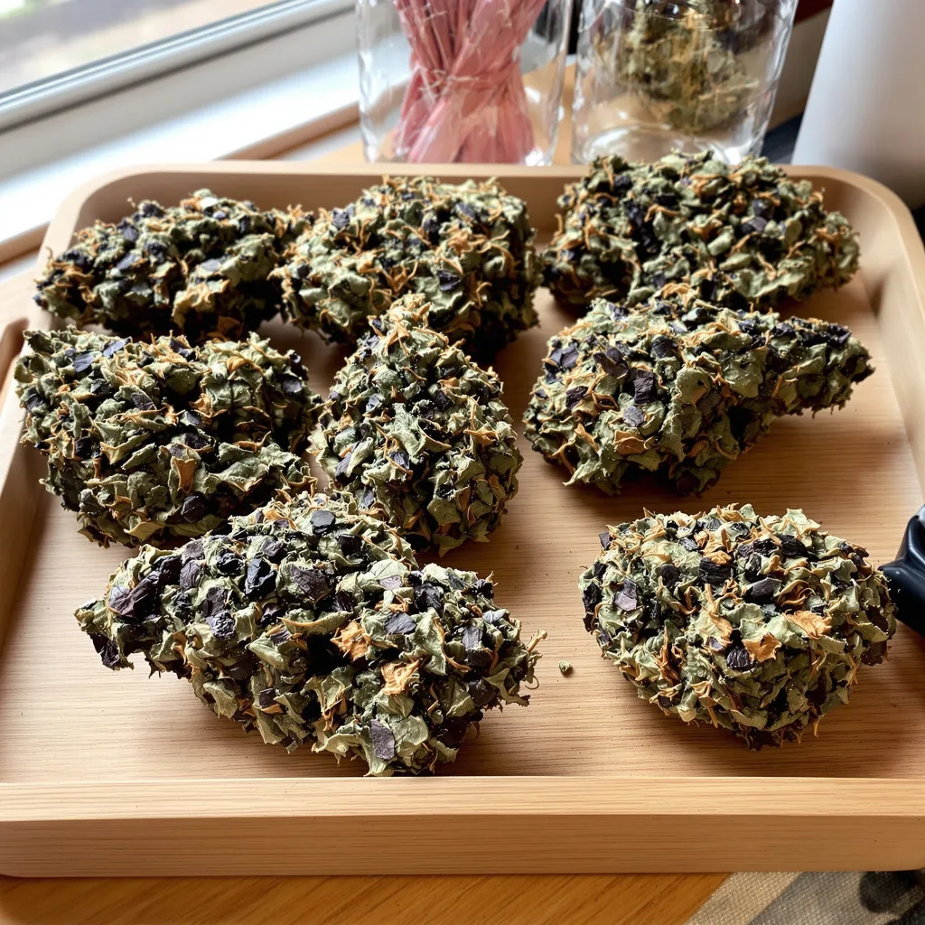 Cherries Jubilee 69% indica / 31% sativa — fleur avec trichomes visibles