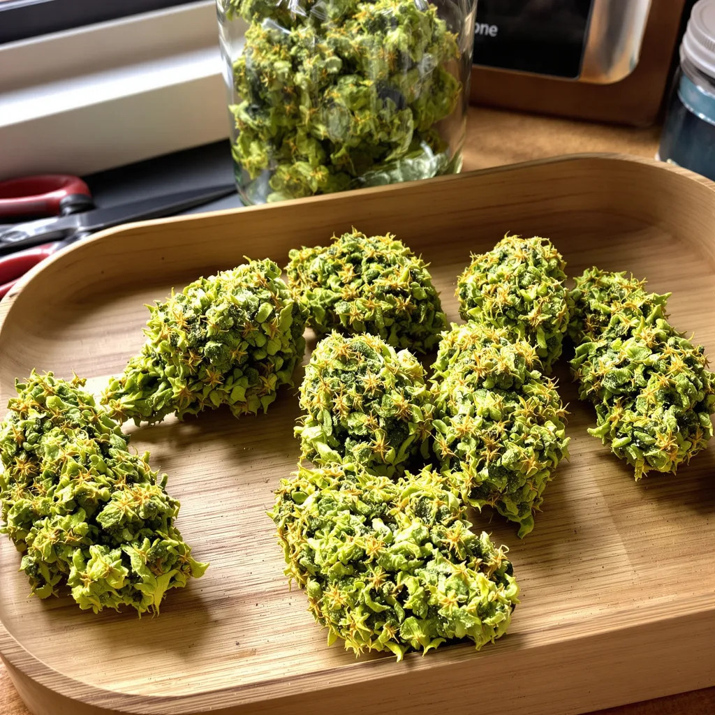 Cherry AK-47 9% indica / 91% sativa — fleur avec trichomes visibles