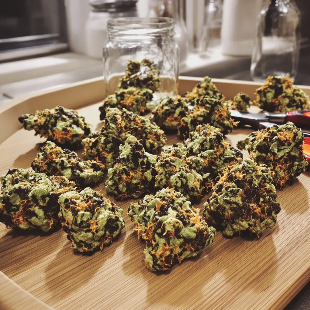 Cherry Bomb 66% indica / 34% sativa — fleur avec trichomes visibles