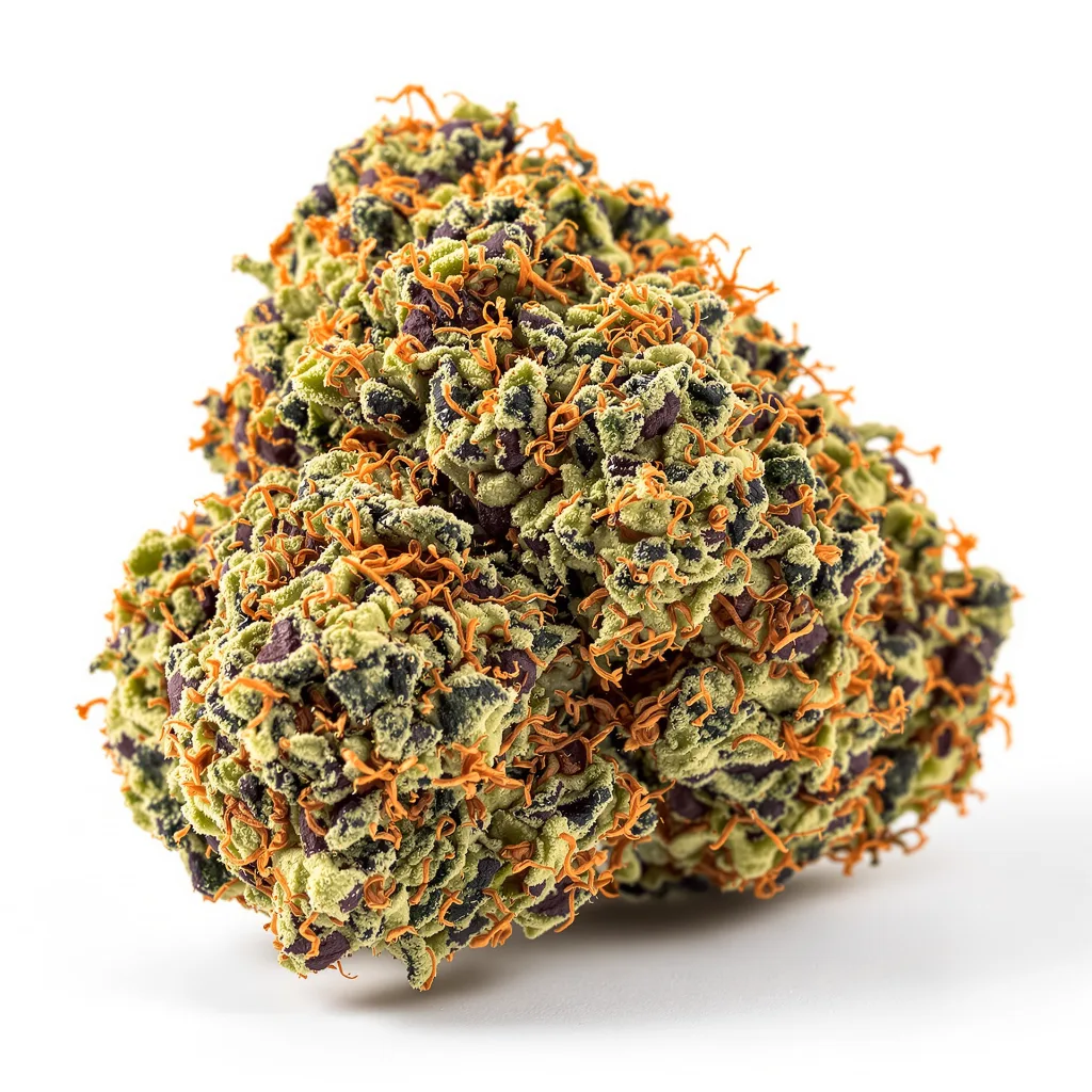Cherry Bomb 66% indica / 34% sativa — fleur avec trichomes visibles