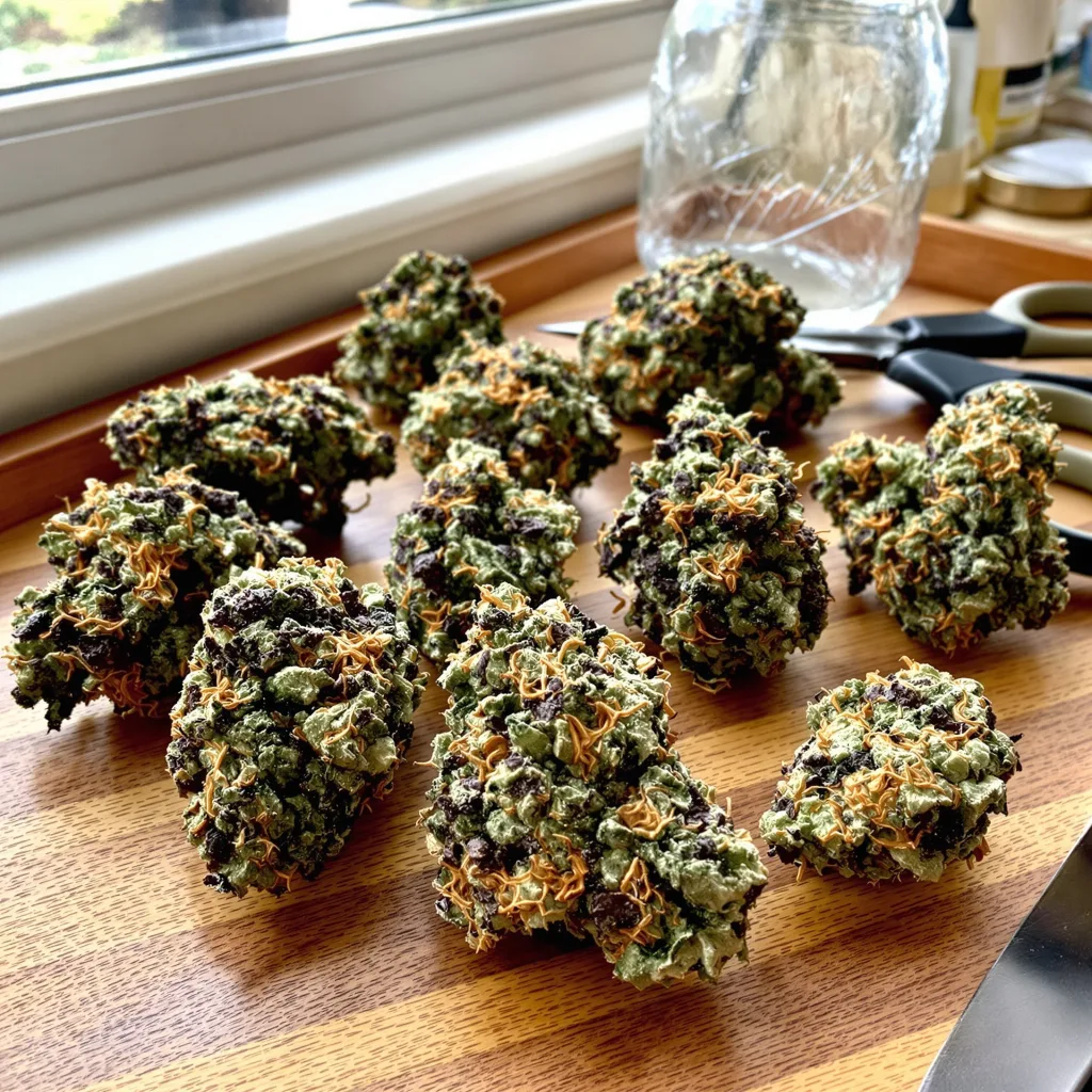 Cherry Kola 74% indica / 26% sativa — fleur avec trichomes visibles