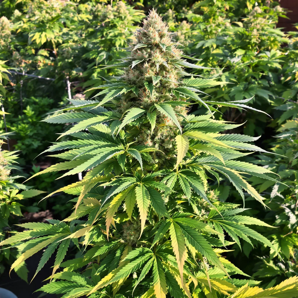 Cherry OG 66% indica / 34% sativa — fleur avec trichomes visibles