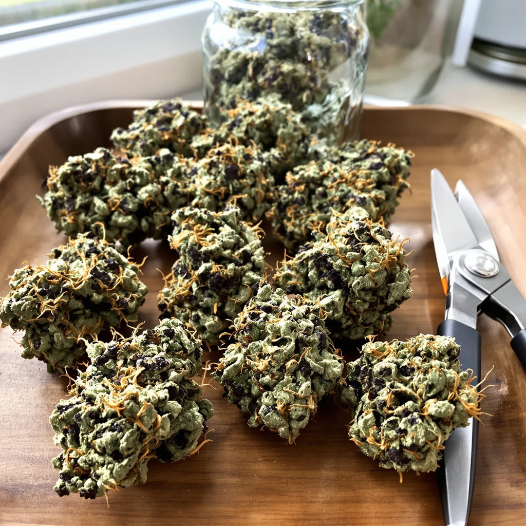 Cherry Pie 66% indica / 34% sativa — fleur avec trichomes visibles