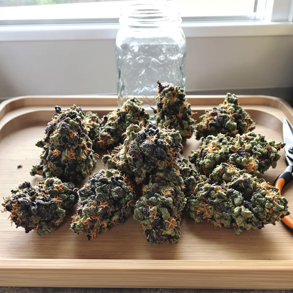Chocolate Chunk 100% indica / 50% sativa — fleur avec trichomes visibles