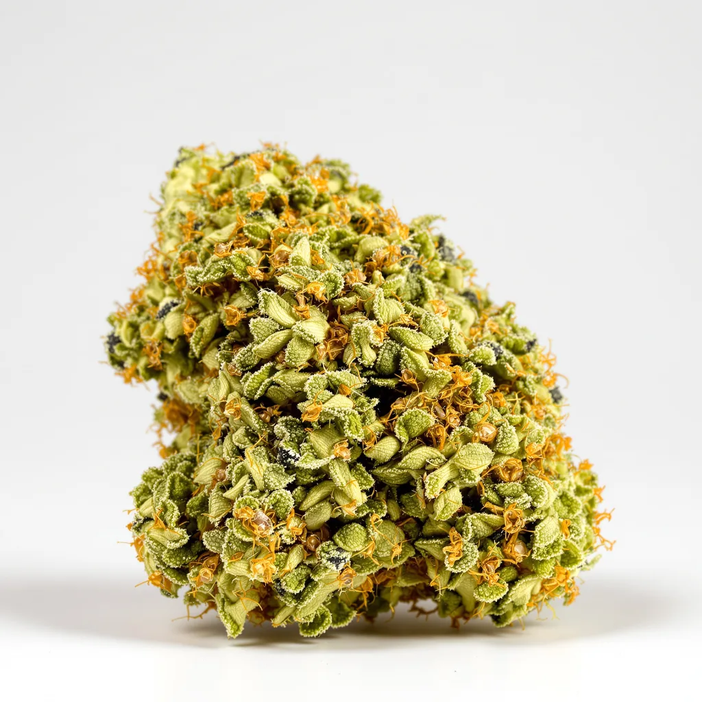 Chocolate Orange 10% indica / 90% sativa — fleur avec trichomes visibles
