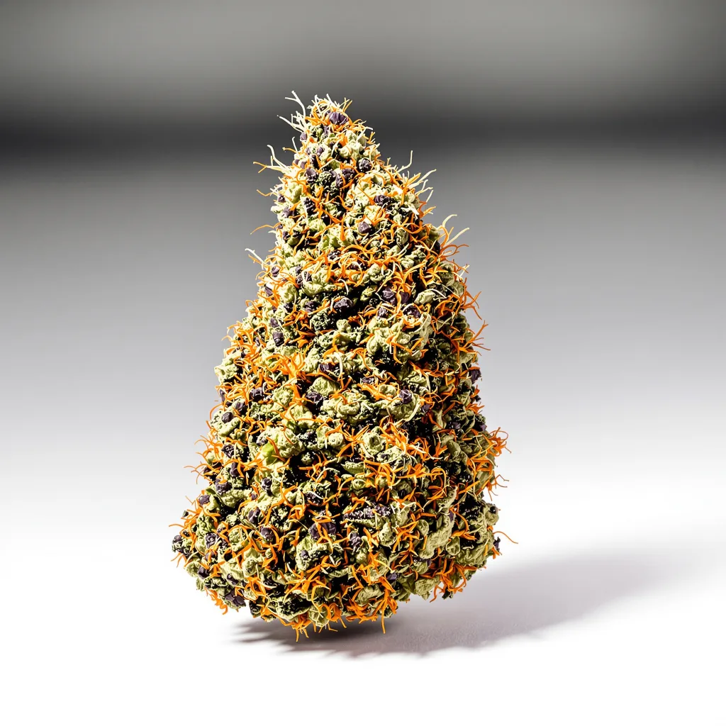 Chocolope Kush 79% indica / 21% sativa — fleur avec trichomes visibles