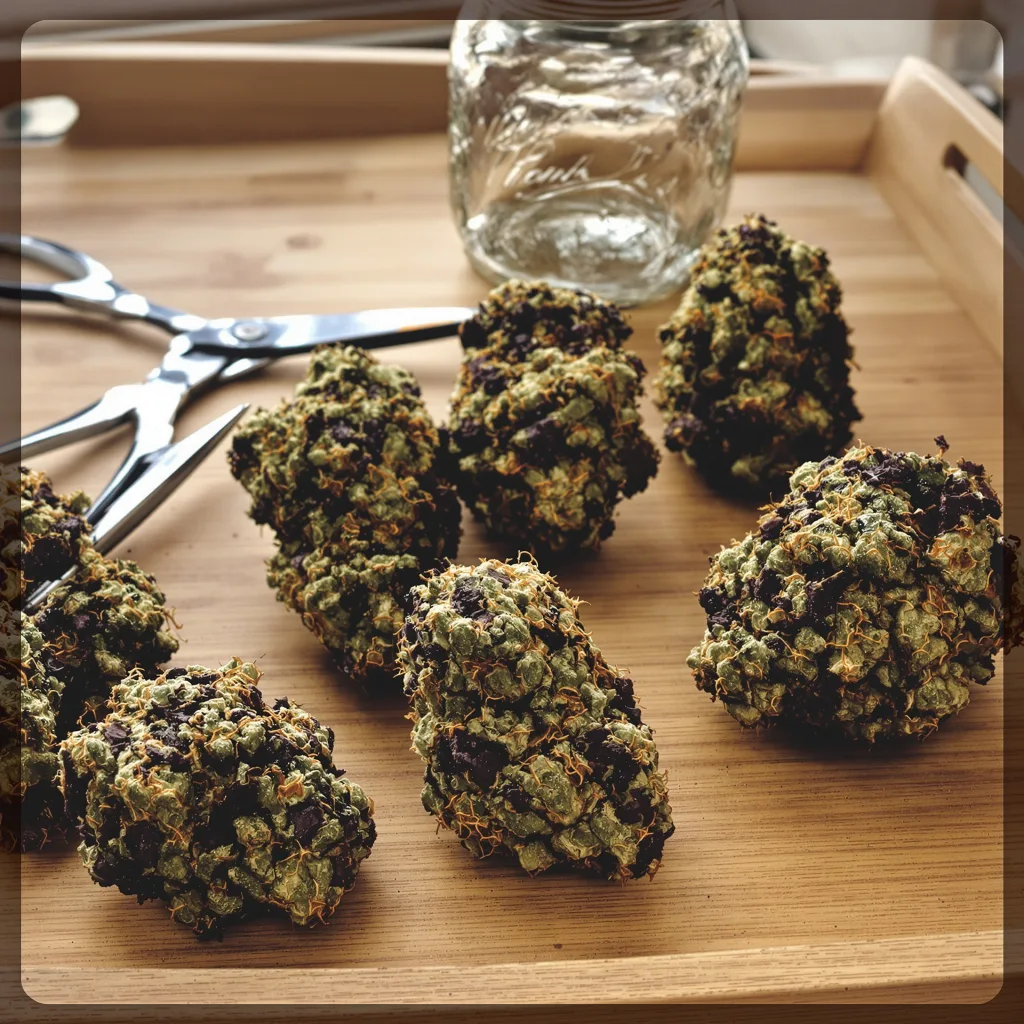 CHR Super OG 69% indica / 31% sativa — fleur avec trichomes visibles