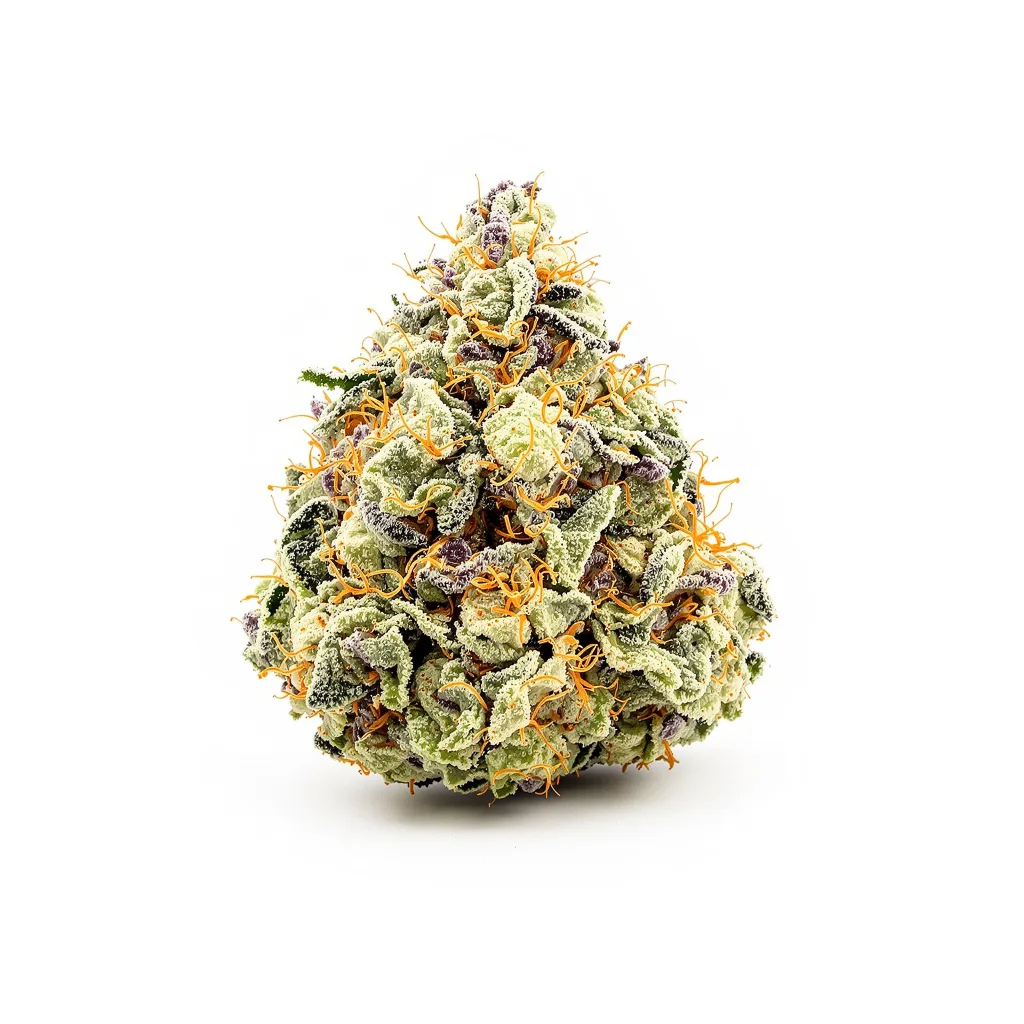 Chupacabra 58% indica / 42% sativa — fleur avec trichomes visibles