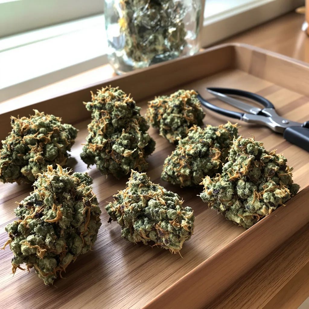 Church OG 47% indica / 53% sativa — fleur avec trichomes visibles
