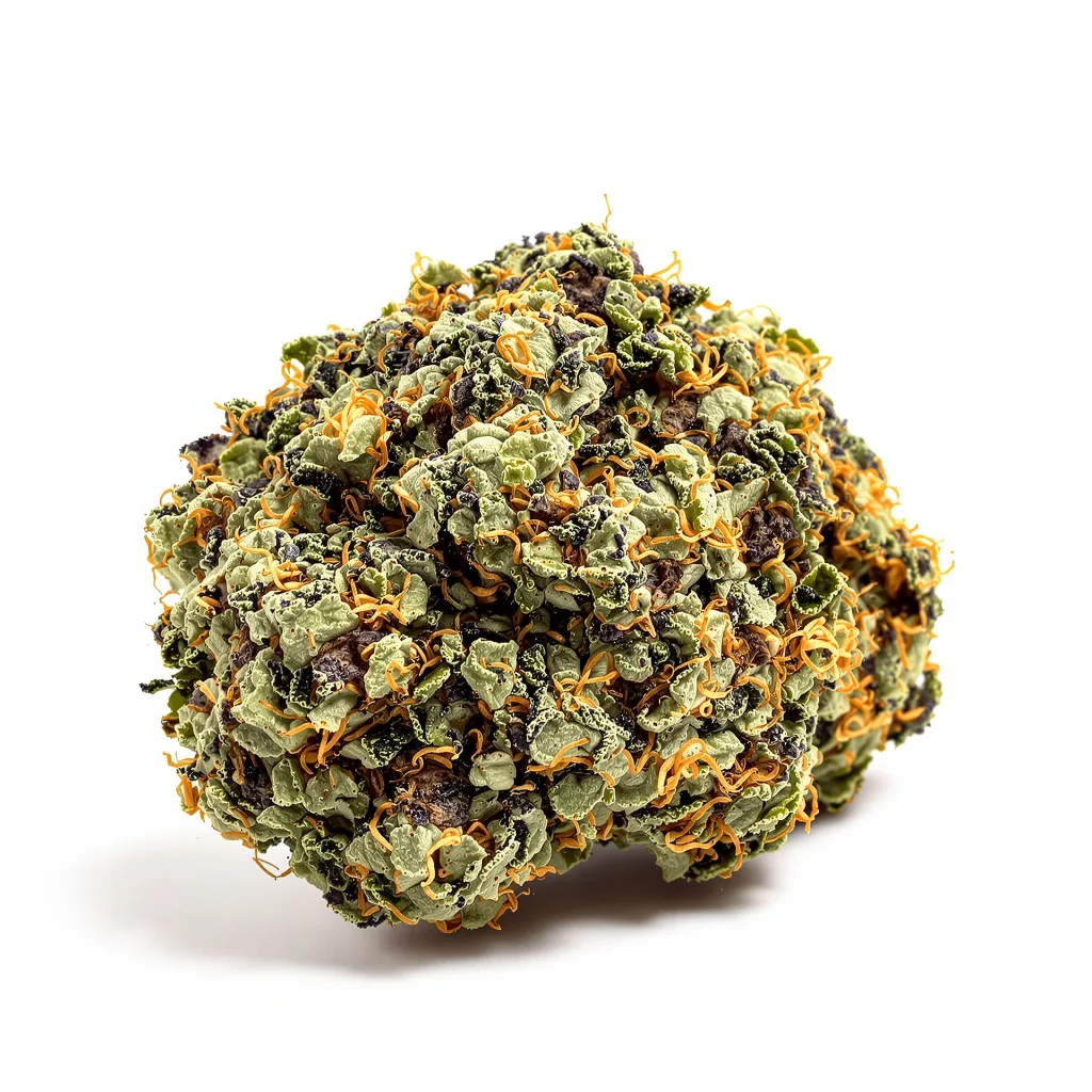 Cluster Bomb 79% indica / 21% sativa — fleur avec trichomes visibles