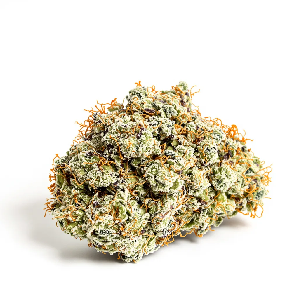 Colombian Gold 40% indica / 60% sativa — fleur avec trichomes visibles