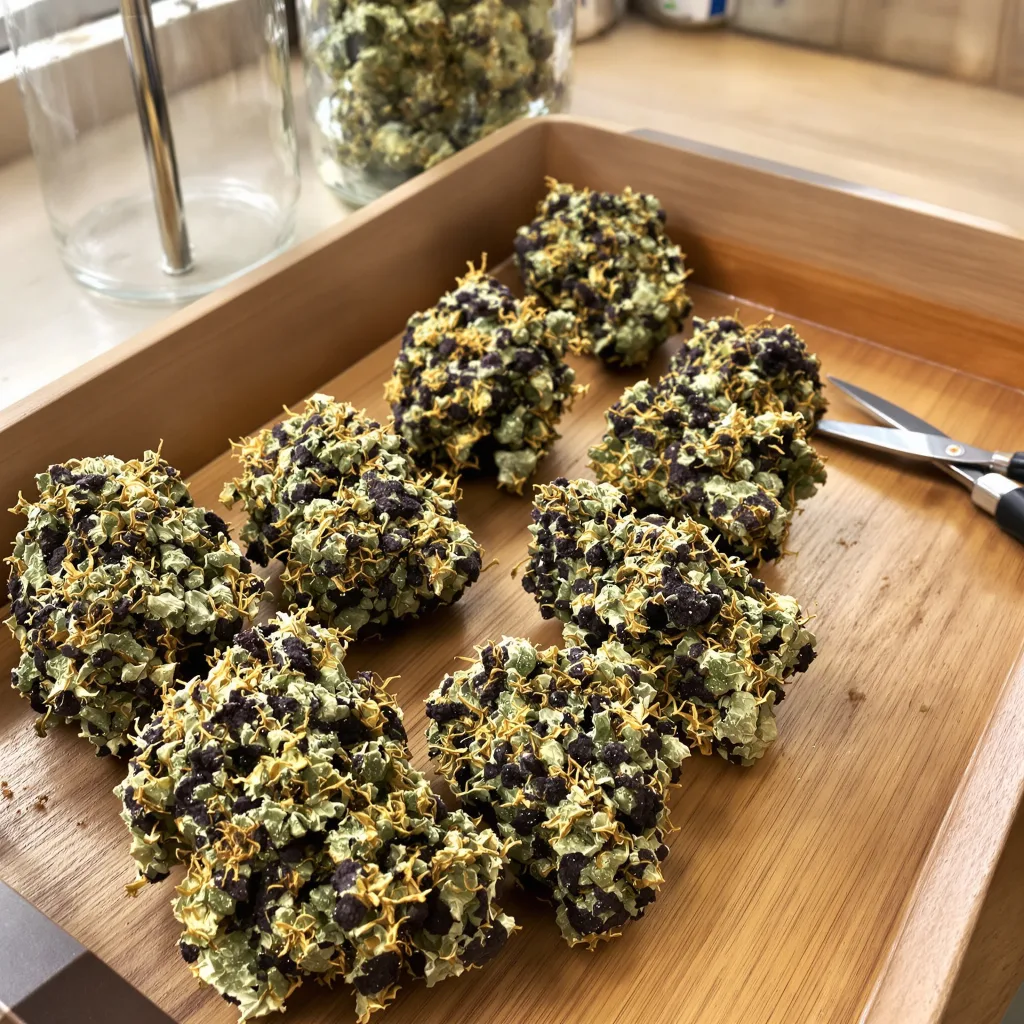 Colorado Clementines 79% indica / 21% sativa — fleur avec trichomes visibles