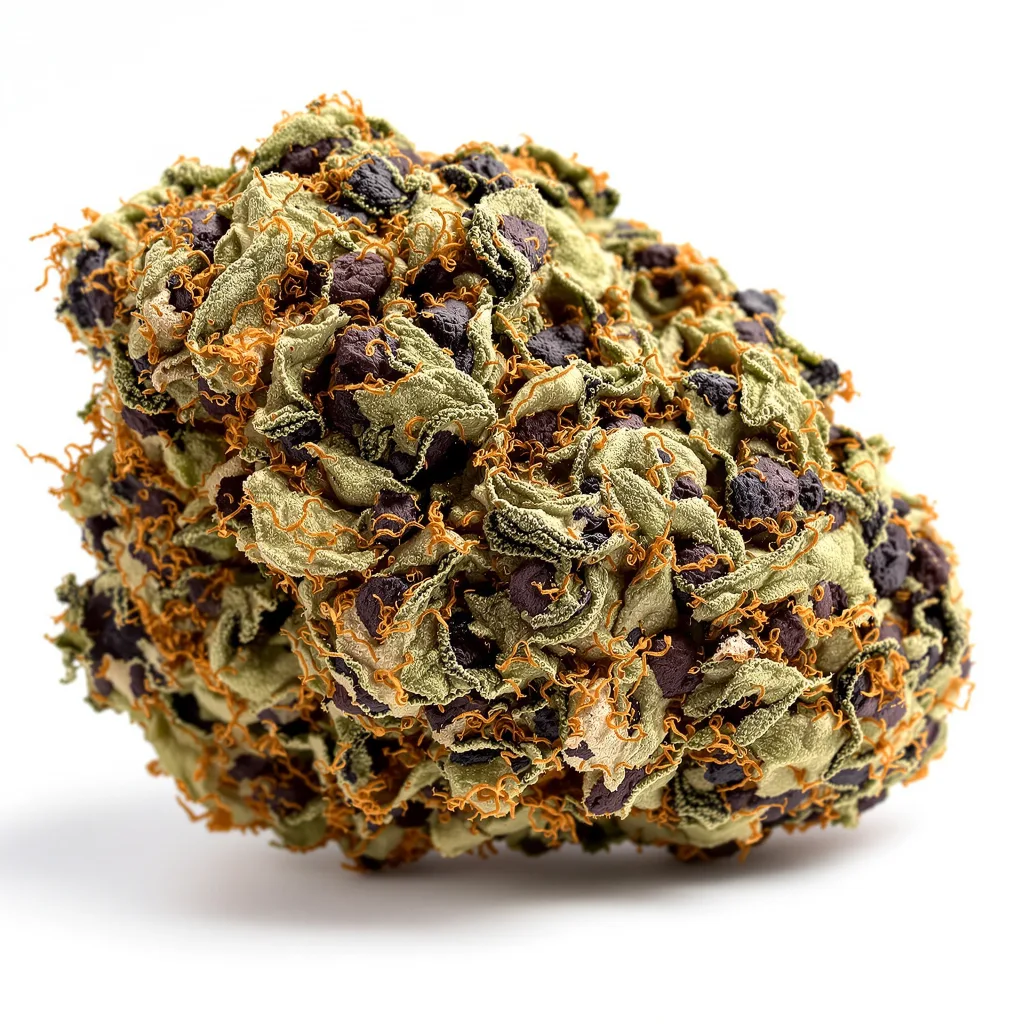 Confidential Cheese 73% indica / 27% sativa — fleur avec trichomes visibles