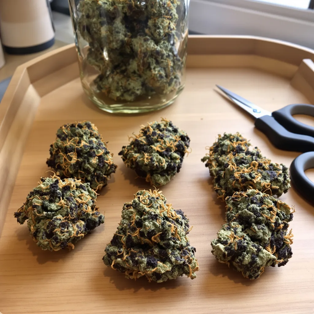 Confidential Wreck 76% indica / 24% sativa — fleur avec trichomes visibles
