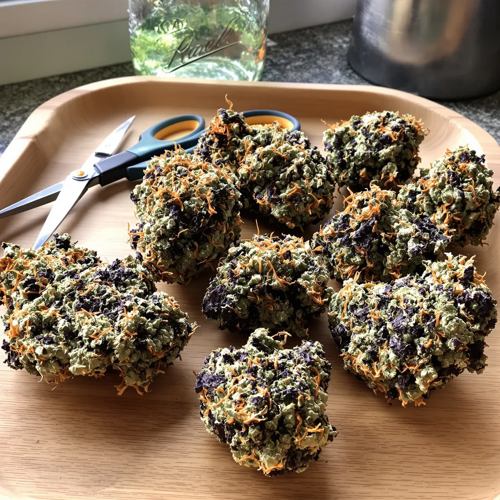 Cookie Monster 84% indica / 16% sativa — fleur avec trichomes visibles