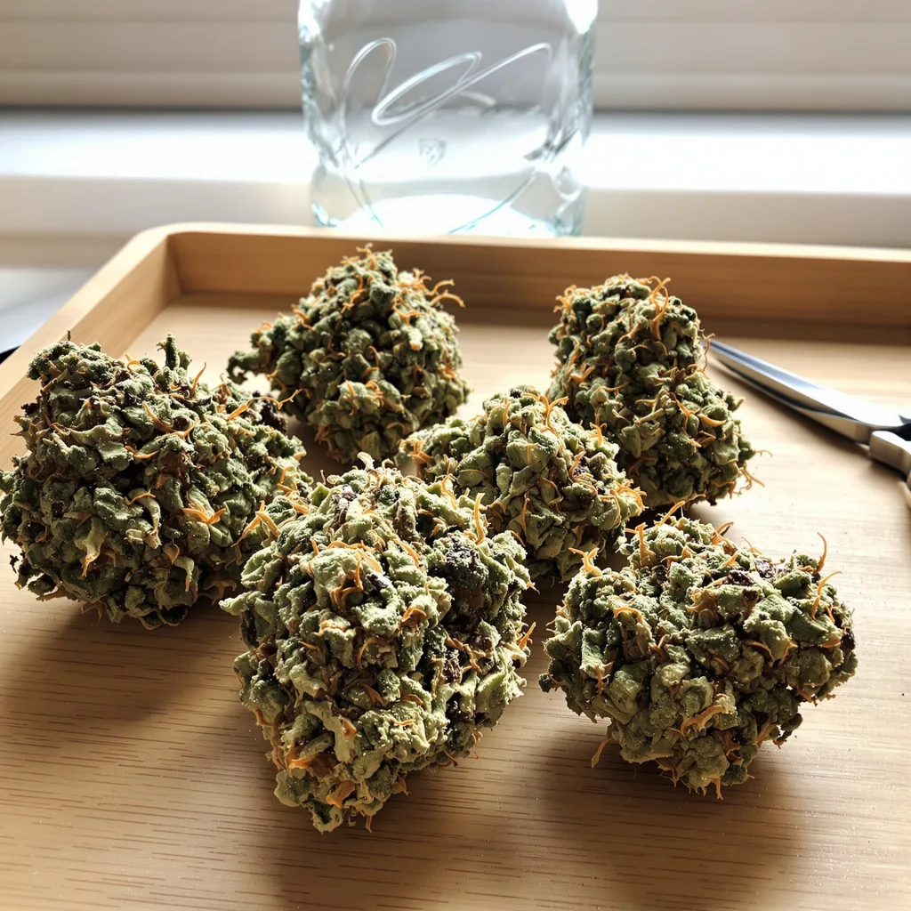Cookie Wreck 40% indica / 60% sativa — fleur avec trichomes visibles