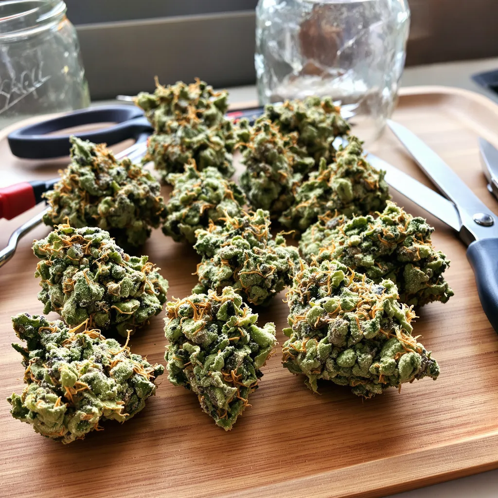 Cookies Gelato 41% indica / 59% sativa — fleur avec trichomes visibles