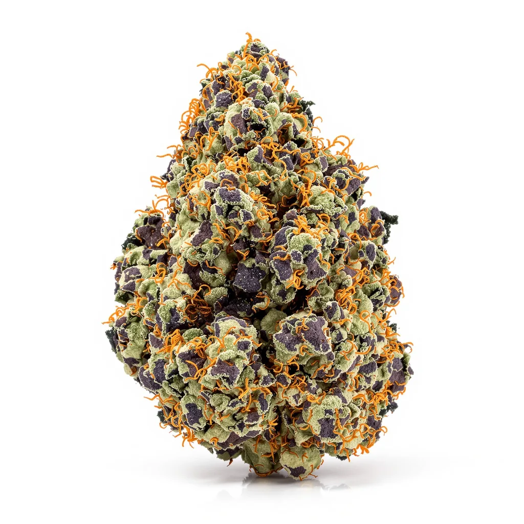 Cookies Kush 84% indica / 16% sativa — fleur avec trichomes visibles
