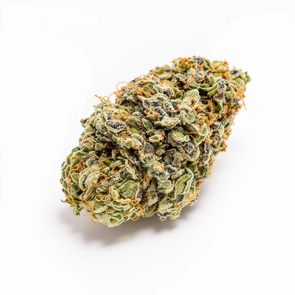 Corkscrew 57% indica / 43% sativa — fleur avec trichomes visibles