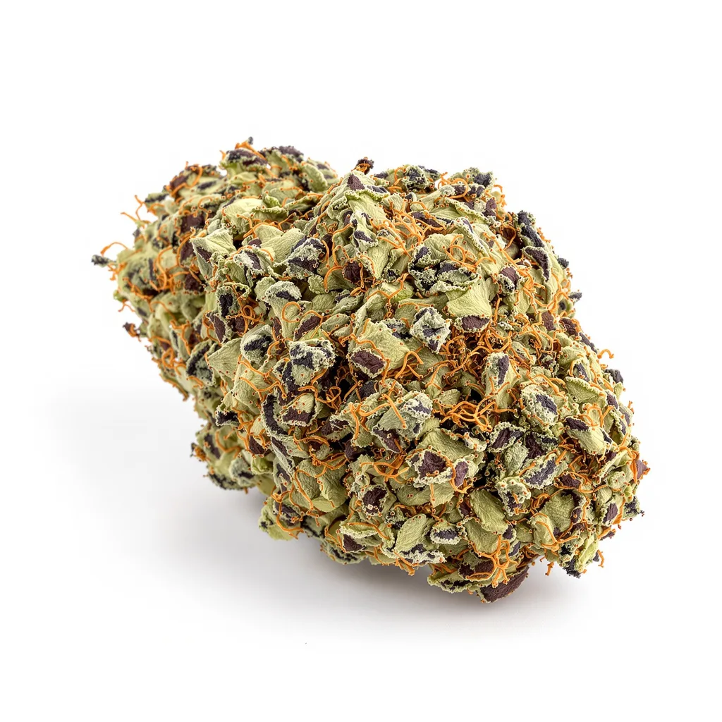 Cornbread 88% indica / 12% sativa — fleur avec trichomes visibles