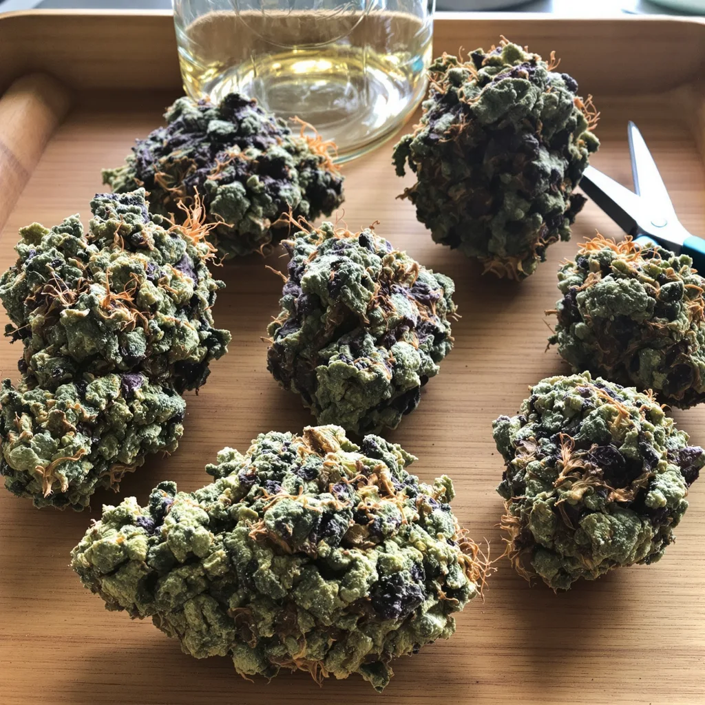 Couch Lock Pack 80% indica / 20% sativa — fleur avec trichomes visibles