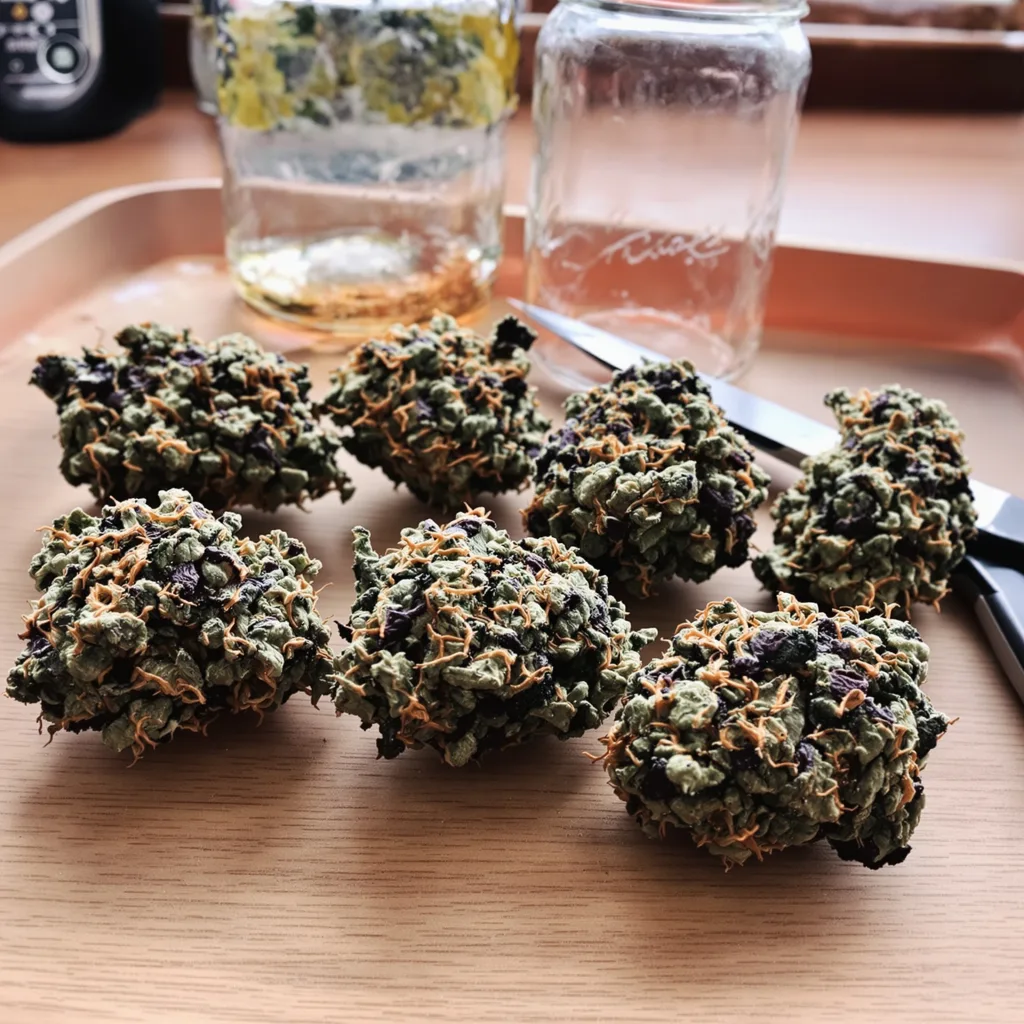 Cream 76% indica / 24% sativa — fleur avec trichomes visibles