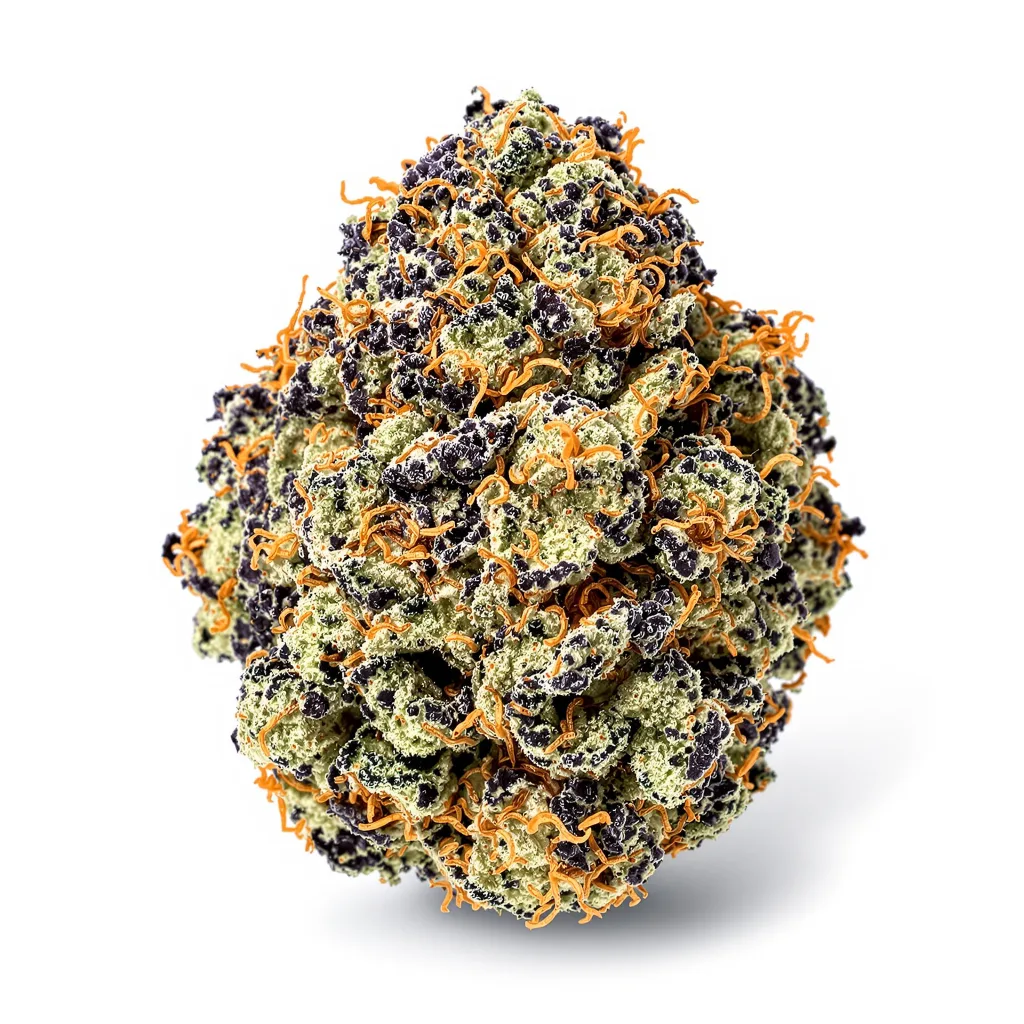 Cream 76% indica / 24% sativa — fleur avec trichomes visibles