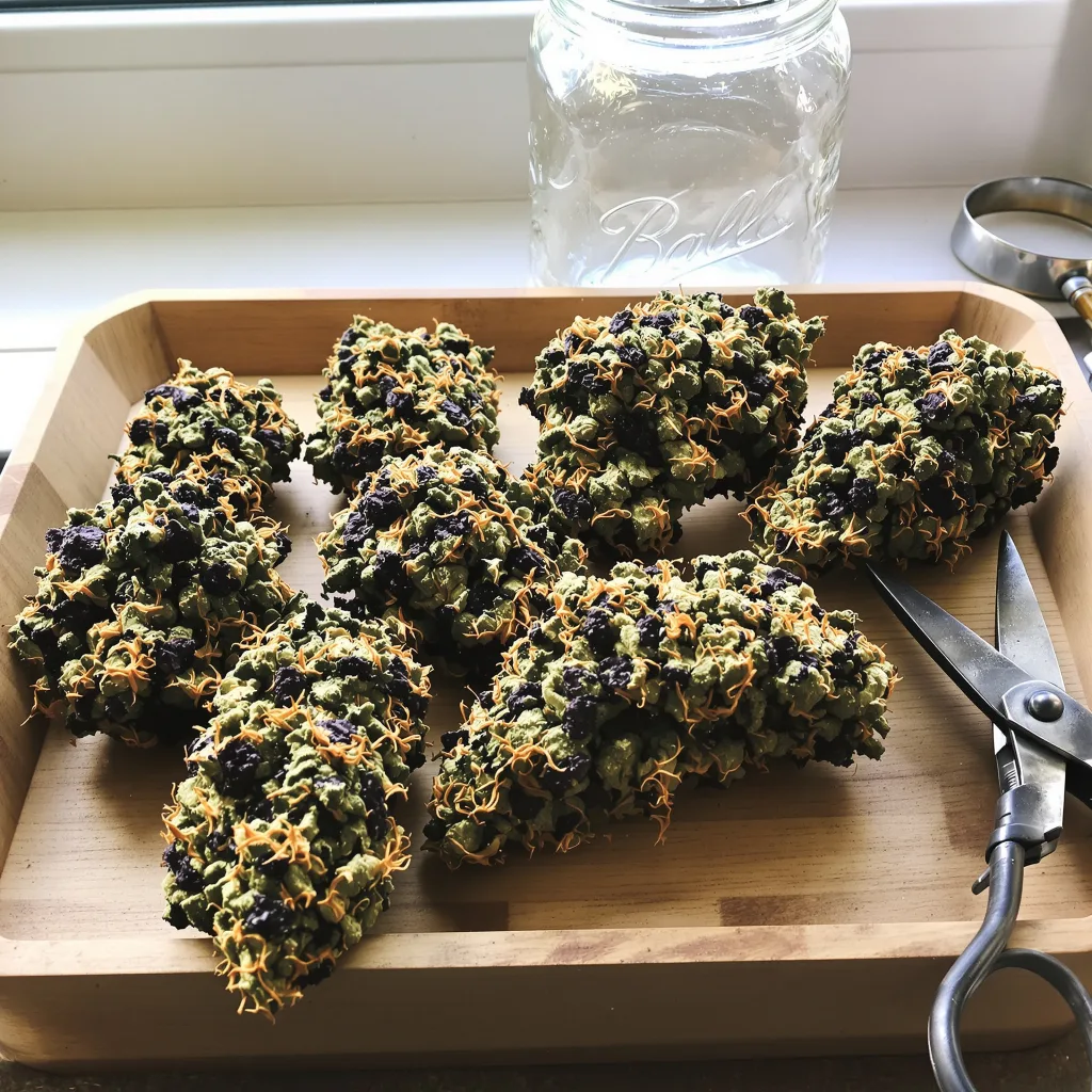 Critical Kush 87% indica / 13% sativa — fleur avec trichomes visibles