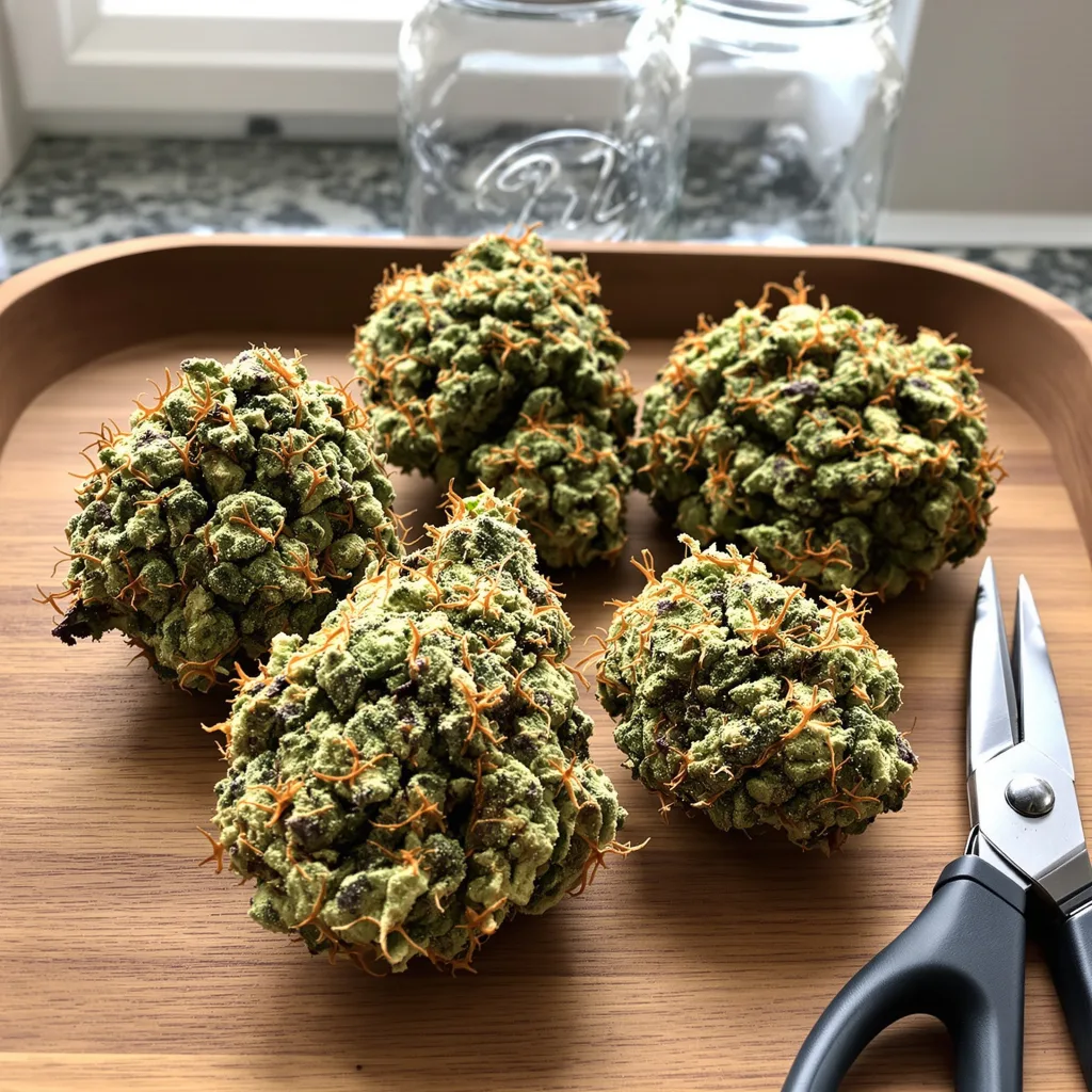 Critical Plus 61% indica / 39% sativa — fleur avec trichomes visibles