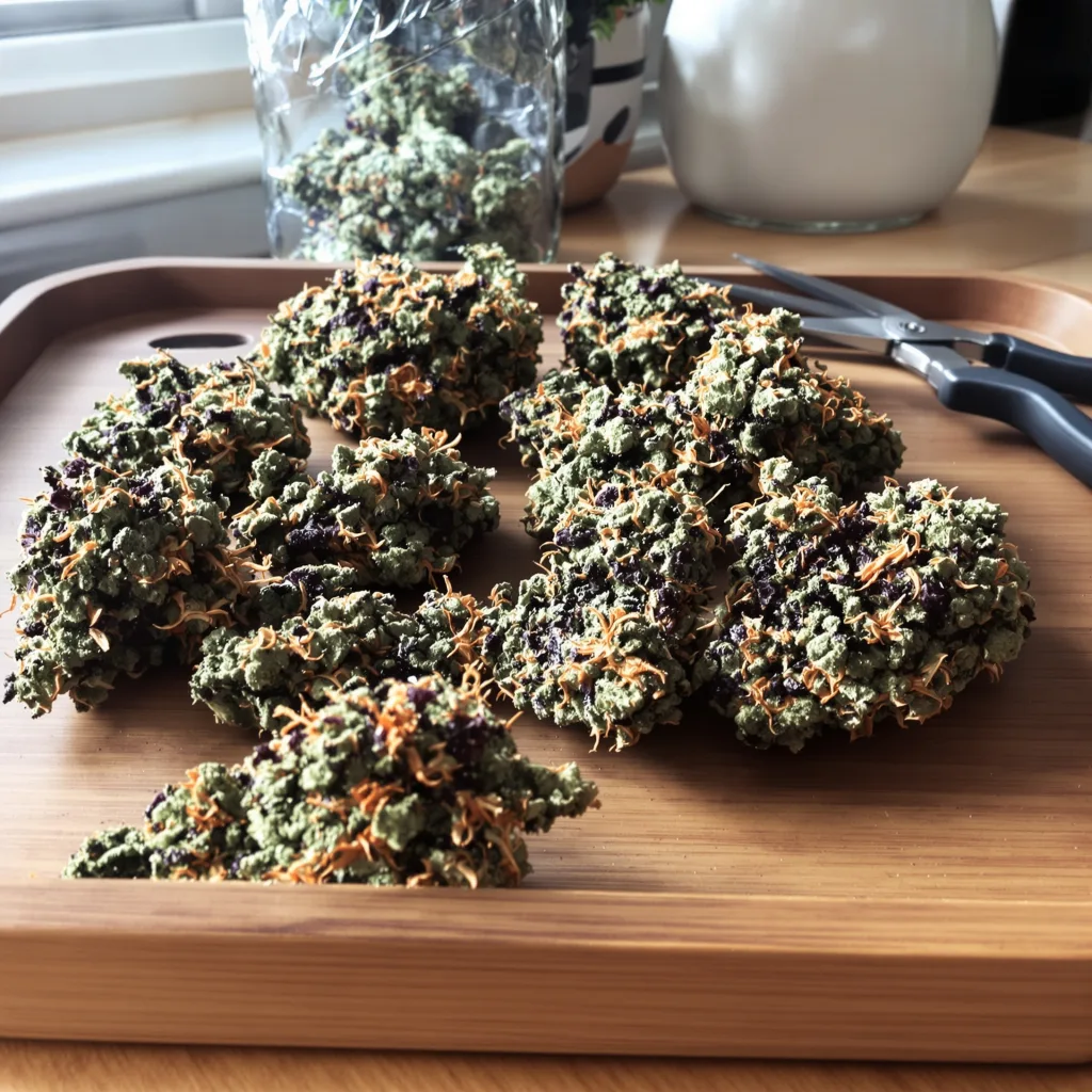 Crown OG 70% indica / 30% sativa — fleur avec trichomes visibles