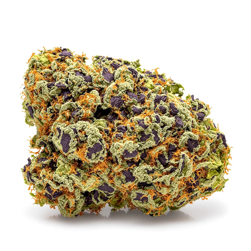 Crown Royale 83% indica / 17% sativa — fleur avec trichomes visibles