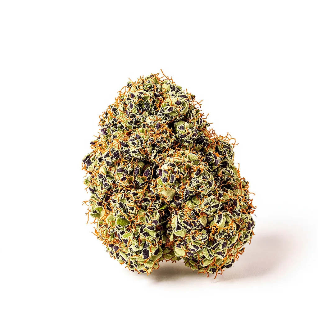 Crown Royale 83% indica / 17% sativa — fleur avec trichomes visibles