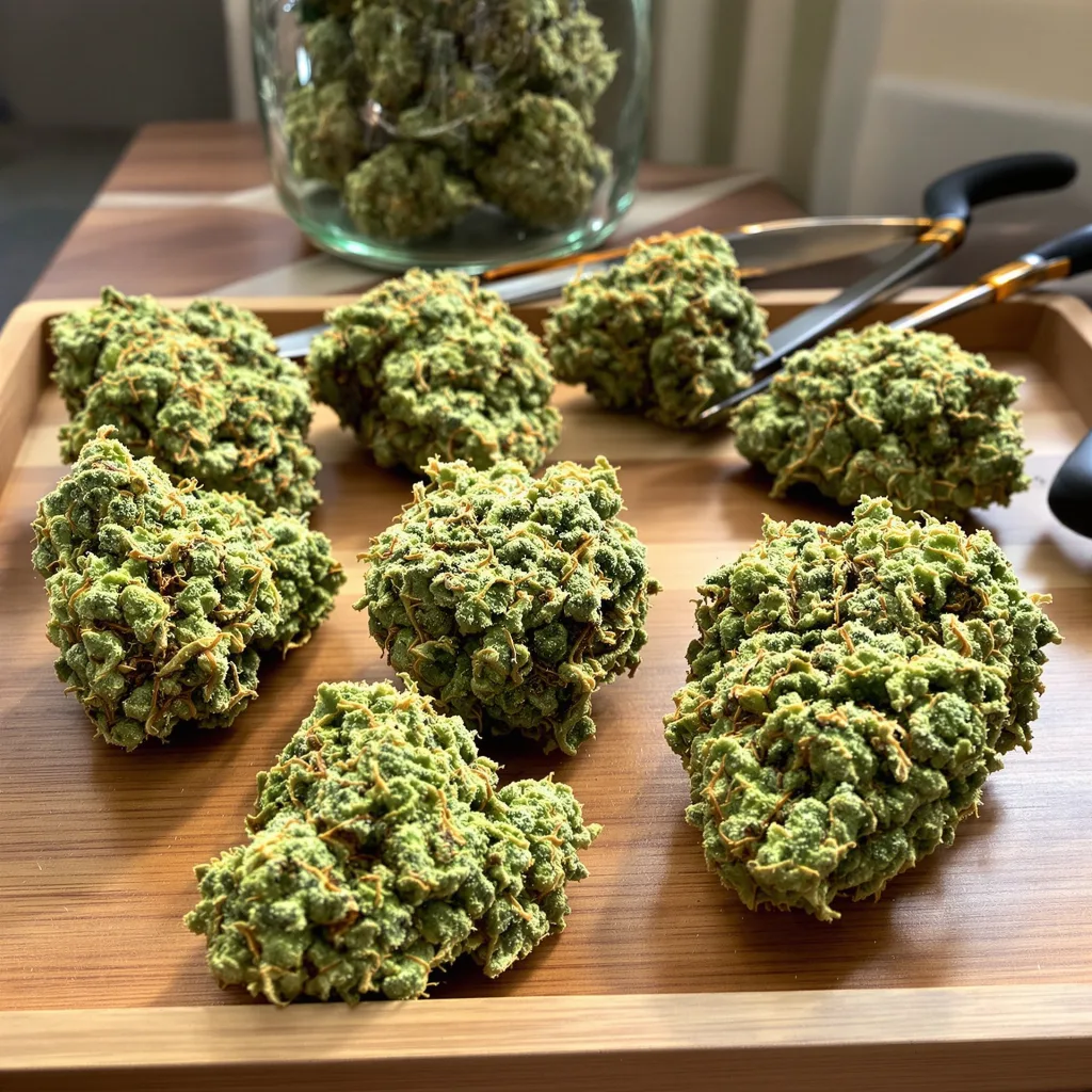 Crystal Coma 18% indica / 82% sativa — fleur avec trichomes visibles