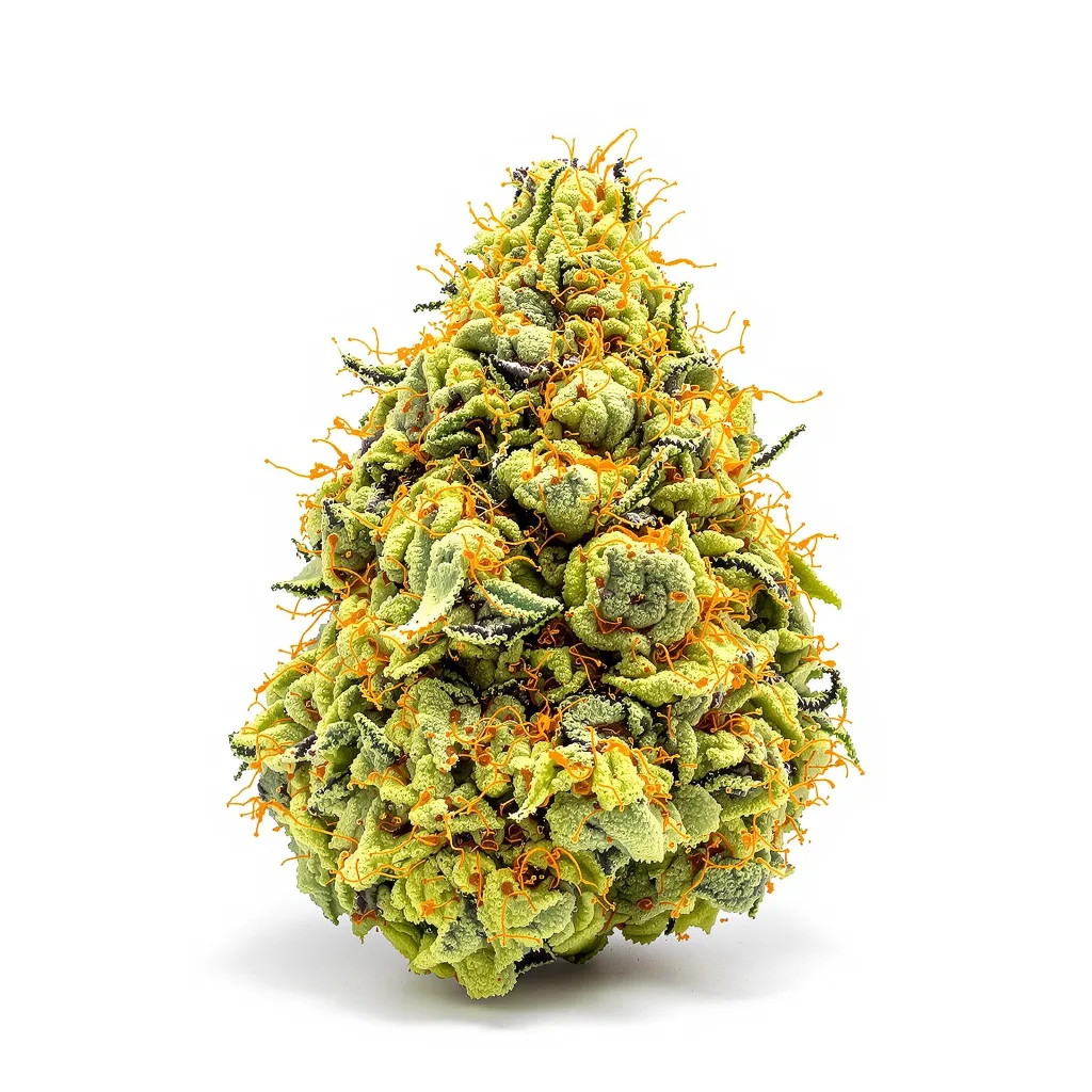 Crystal Coma 18% indica / 82% sativa — fleur avec trichomes visibles