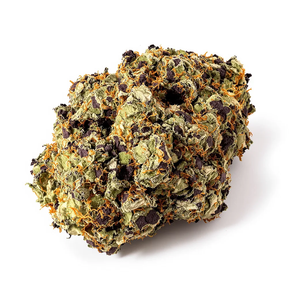 Crystal 66% indica / 34% sativa — fleur avec trichomes visibles