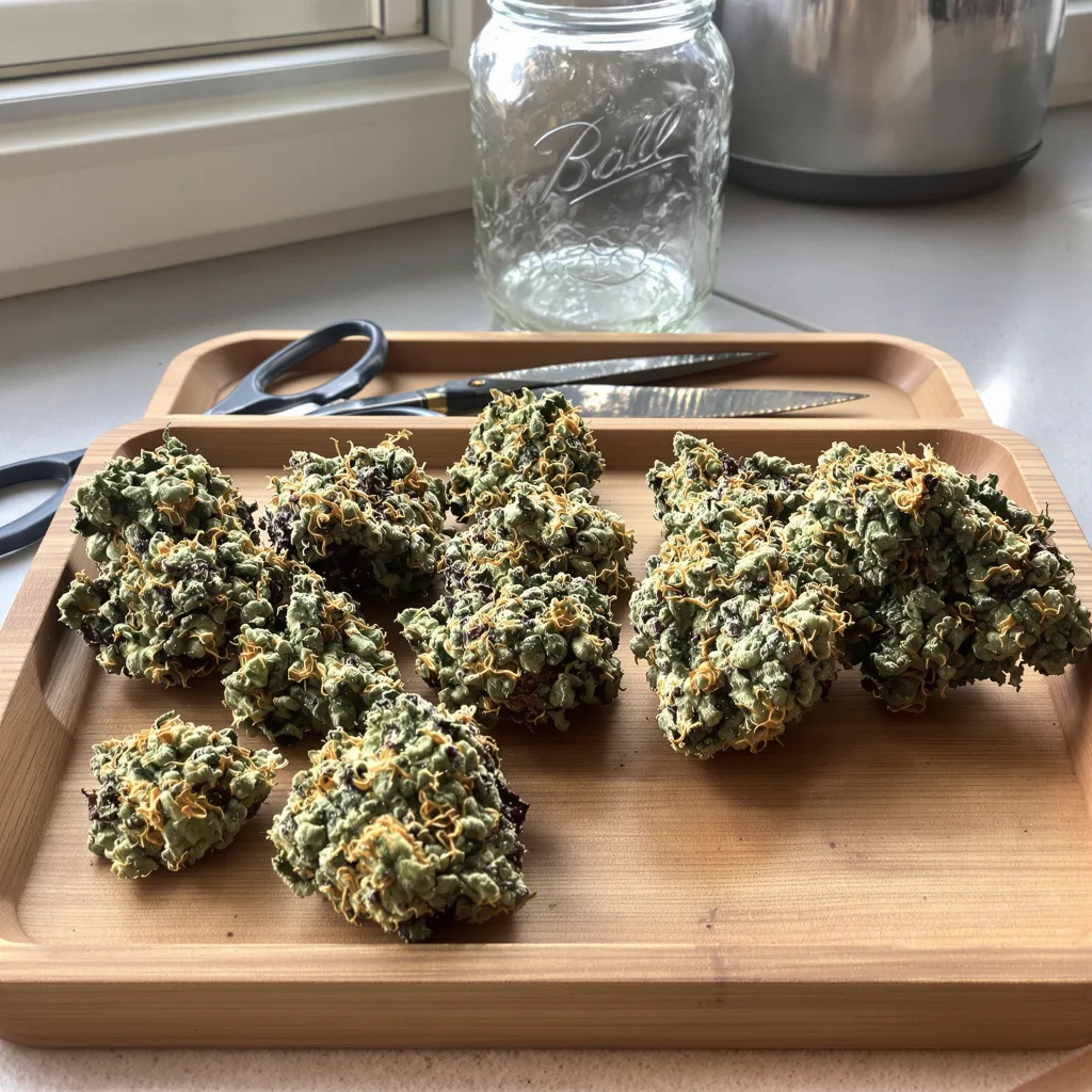 Dairy Queen 82% indica / 18% sativa — fleur avec trichomes visibles