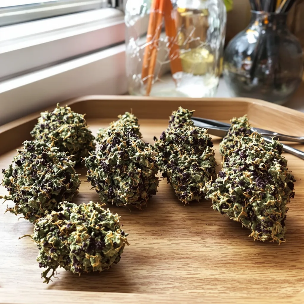 Dakini Kush 88% indica / 12% sativa — fleur avec trichomes visibles