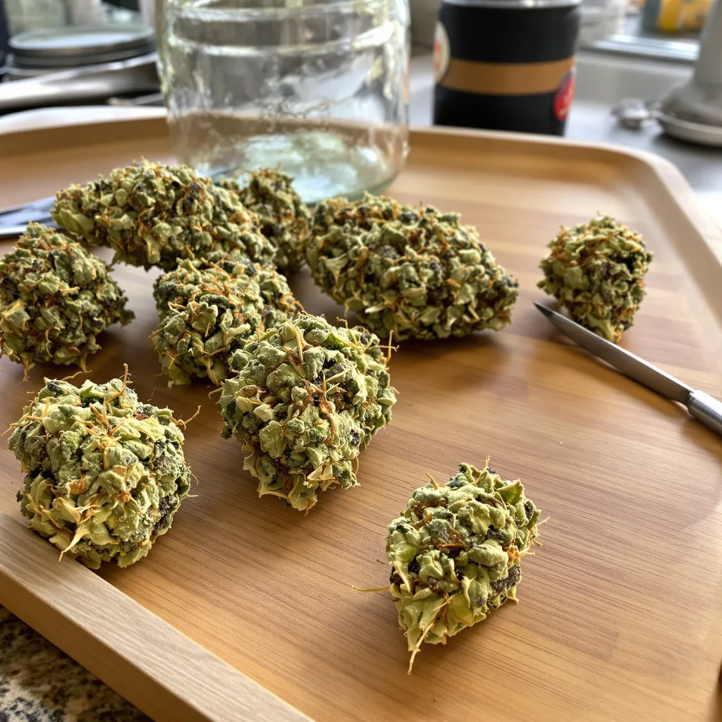 Damnesia 16% indica / 84% sativa — fleur avec trichomes visibles