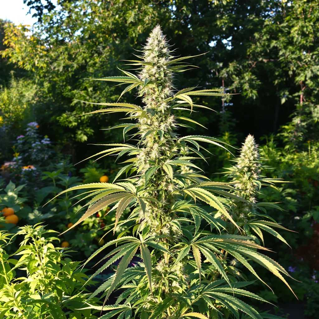Damnesia 16% indica / 84% sativa — fleur avec trichomes visibles